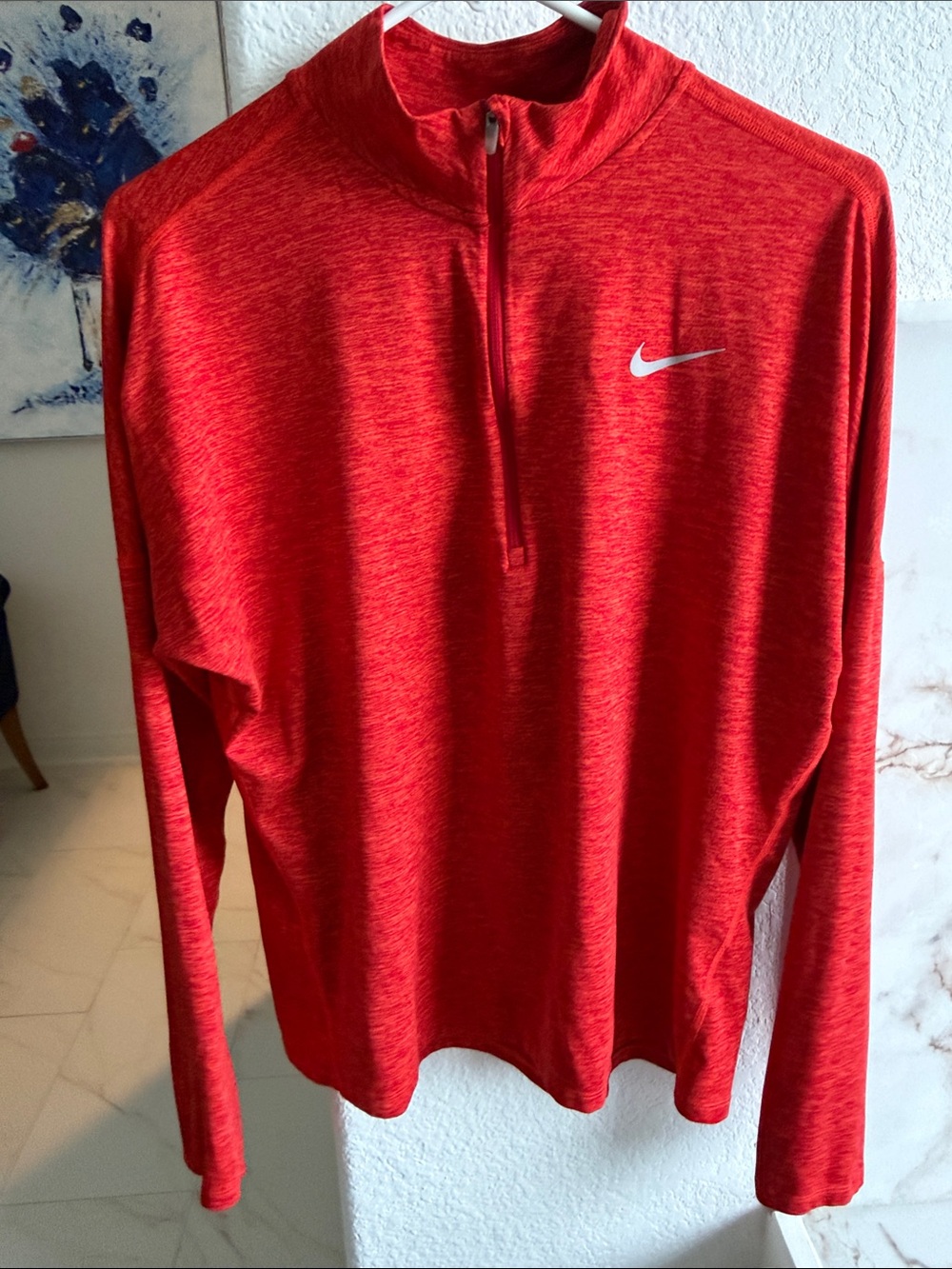 Nike Red Heathered Quarter-Zip Pullover